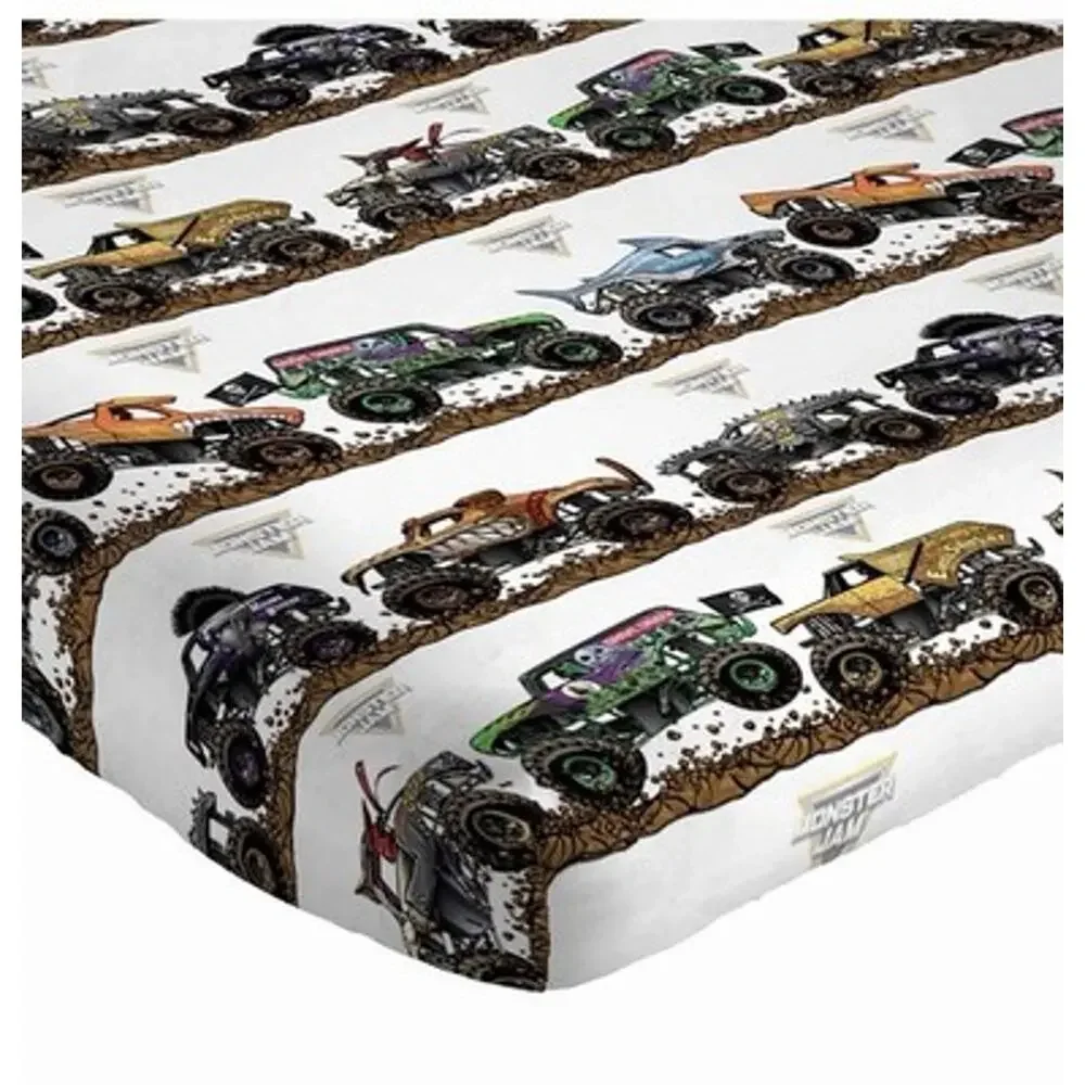 Monster Jam Jay Franco Kids Sheet Set with Fitted, Flat Sheets & Pillow Cover